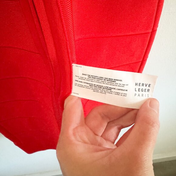 NEW Herve Leger Lipstick Red Karima Bandage Dress XS - Picture 5 of 8